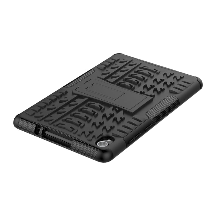 For Lenovo Tab M8 (2020) TB-8705F 8.0 inch Tire Texture Shockproof TPU+PC Protective Case with Holder(Black) - Lenovo by buy2fix | Online Shopping UK | buy2fix