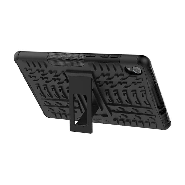For Lenovo Tab M8 (2020) TB-8705F 8.0 inch Tire Texture Shockproof TPU+PC Protective Case with Holder(Black) - Lenovo by buy2fix | Online Shopping UK | buy2fix
