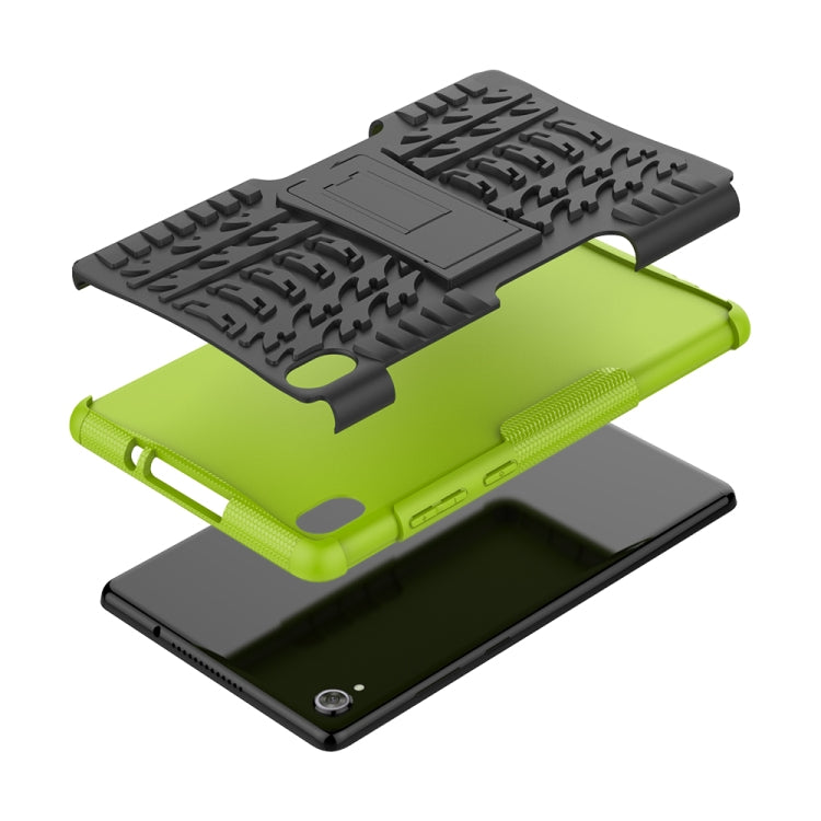 For Lenovo Tab M8 (2020) TB-8705F 8.0 inch Tire Texture Shockproof TPU+PC Protective Case with Holder(Green) - Lenovo by buy2fix | Online Shopping UK | buy2fix