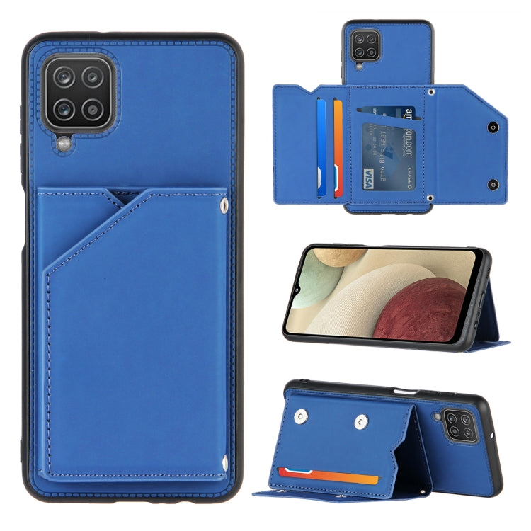 For Samsung Galaxy A12 Skin Feel PU + TPU + PC Back Cover Shockproof Case with Card Slots & Holder & Photo Frame(Royal Blue) - Galaxy Phone Cases by buy2fix | Online Shopping UK | buy2fix