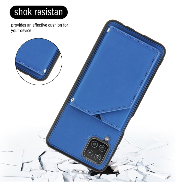 For Samsung Galaxy A12 Skin Feel PU + TPU + PC Back Cover Shockproof Case with Card Slots & Holder & Photo Frame(Royal Blue) - Galaxy Phone Cases by buy2fix | Online Shopping UK | buy2fix