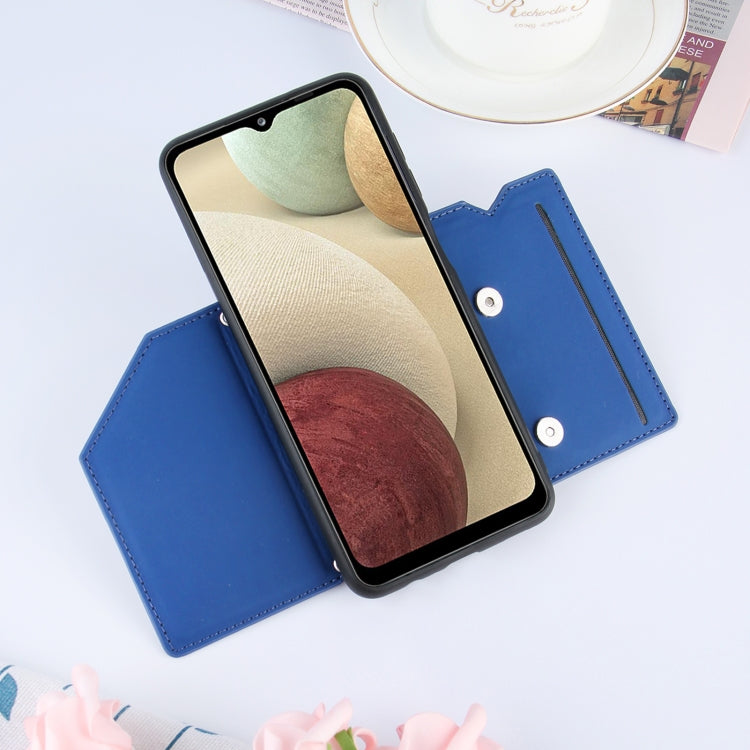 For Samsung Galaxy A12 Skin Feel PU + TPU + PC Back Cover Shockproof Case with Card Slots & Holder & Photo Frame(Royal Blue) - Galaxy Phone Cases by buy2fix | Online Shopping UK | buy2fix