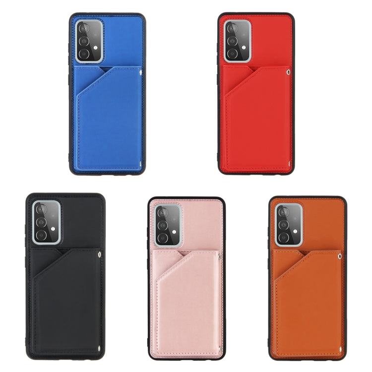For Samsung Galaxy A52 5G / 4G Skin Feel PU + TPU + PC Back Cover Shockproof Case with Card Slots & Holder & Photo Frame(Black) by buy2fix