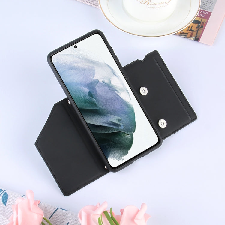For Samsung Galaxy S21 5G Skin Feel PU + TPU + PC Back Cover Shockproof Case with Card Slots & Holder & Photo Frame(Black) - Galaxy S21 5G Cases by buy2fix | Online Shopping UK | buy2fix