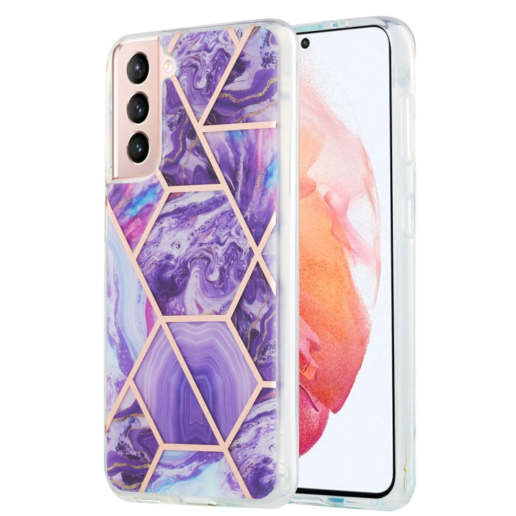For Samsung Galaxy S21 5G 3D Electroplating Marble Pattern TPU Protective Case(Dark Purple) - Galaxy S21 5G Cases by buy2fix | Online Shopping UK | buy2fix