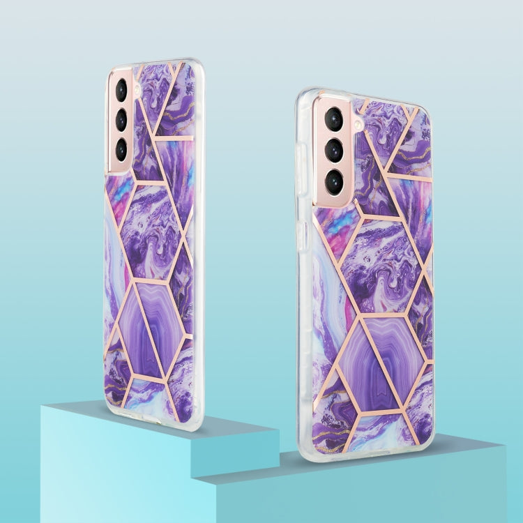 For Samsung Galaxy S21 5G 3D Electroplating Marble Pattern TPU Protective Case(Dark Purple) - Galaxy S21 5G Cases by buy2fix | Online Shopping UK | buy2fix