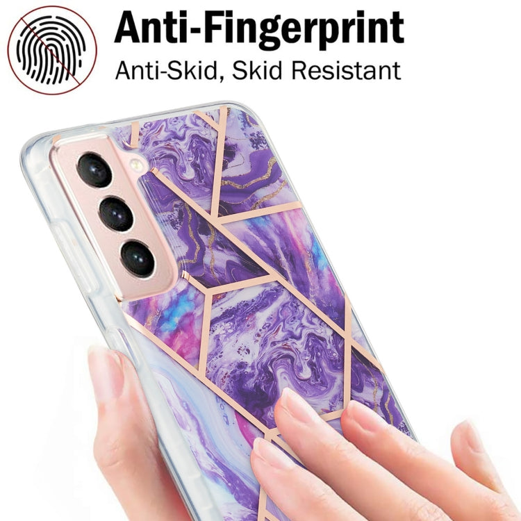 For Samsung Galaxy S21 5G 3D Electroplating Marble Pattern TPU Protective Case(Dark Purple) - Galaxy S21 5G Cases by buy2fix | Online Shopping UK | buy2fix