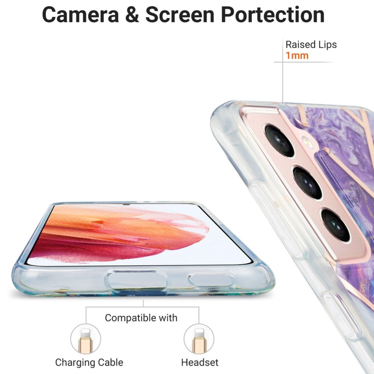 For Samsung Galaxy S21 5G 3D Electroplating Marble Pattern TPU Protective Case(Dark Purple) - Galaxy S21 5G Cases by buy2fix | Online Shopping UK | buy2fix
