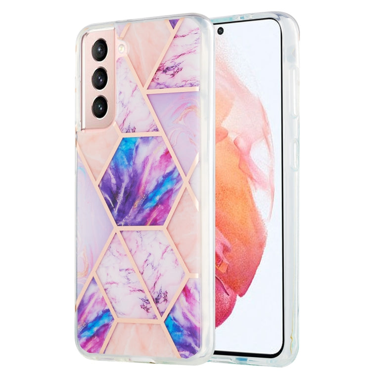 For Samsung Galaxy S21 5G 3D Electroplating Marble Pattern TPU Protective Case(Light Purple) - Galaxy S21 5G Cases by buy2fix | Online Shopping UK | buy2fix