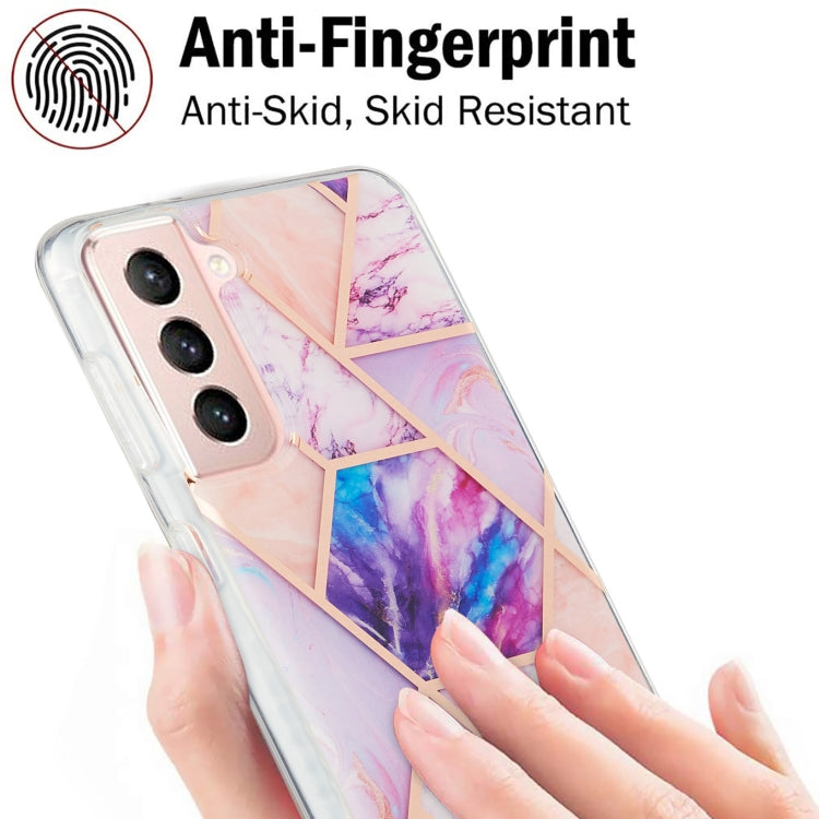 For Samsung Galaxy S21 5G 3D Electroplating Marble Pattern TPU Protective Case(Light Purple) - Galaxy S21 5G Cases by buy2fix | Online Shopping UK | buy2fix