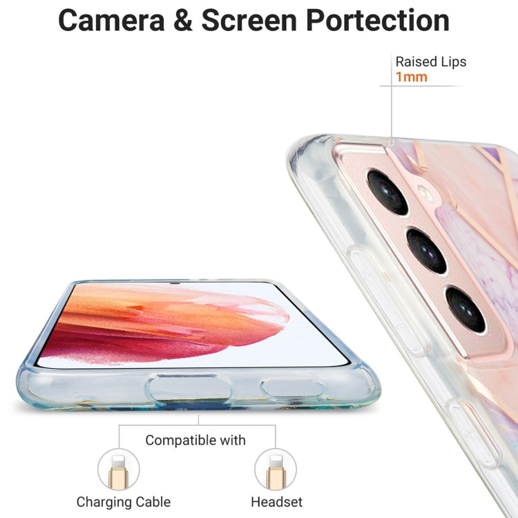 For Samsung Galaxy S21 5G 3D Electroplating Marble Pattern TPU Protective Case(Light Purple) - Galaxy S21 5G Cases by buy2fix | Online Shopping UK | buy2fix