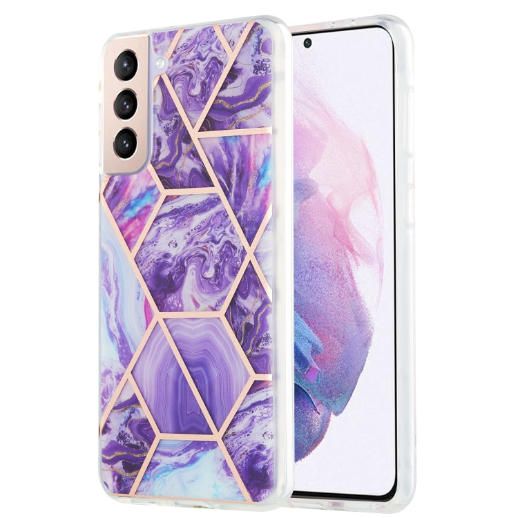 For Samsung Galaxy S21 Plus 5G 3D Electroplating Marble Pattern TPU Protective Case(Dark Purple) - Galaxy S21+ 5G Cases by buy2fix | Online Shopping UK | buy2fix
