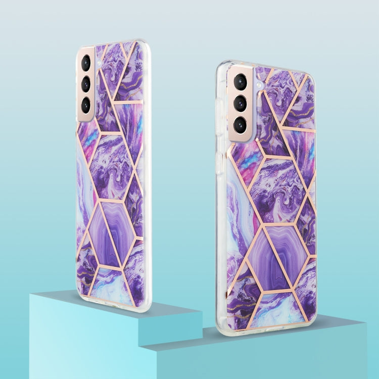 For Samsung Galaxy S21 Plus 5G 3D Electroplating Marble Pattern TPU Protective Case(Dark Purple) - Galaxy S21+ 5G Cases by buy2fix | Online Shopping UK | buy2fix