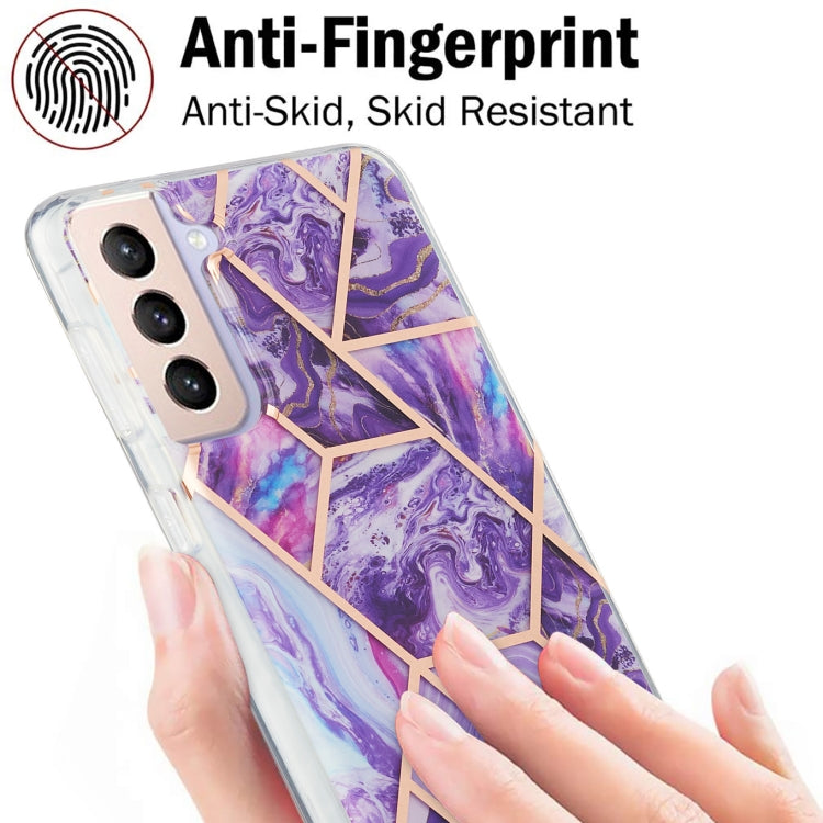 For Samsung Galaxy S21 Plus 5G 3D Electroplating Marble Pattern TPU Protective Case(Dark Purple) - Galaxy S21+ 5G Cases by buy2fix | Online Shopping UK | buy2fix