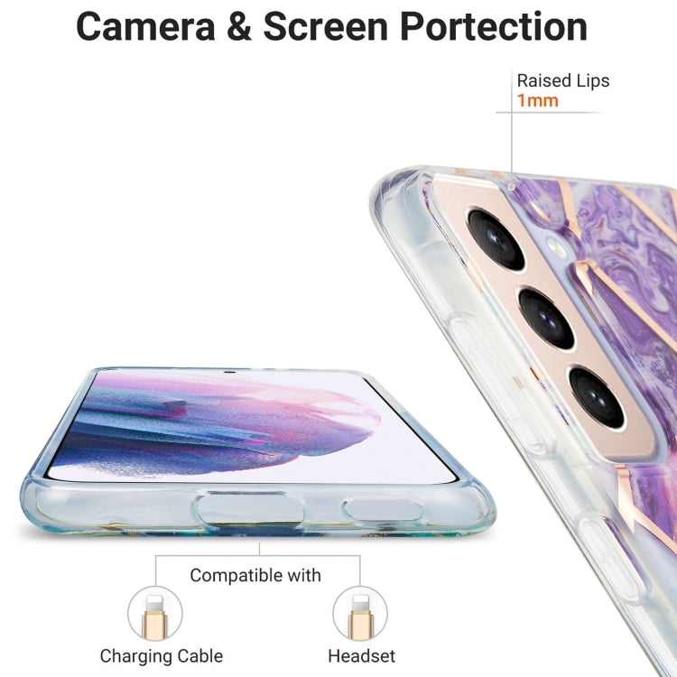 For Samsung Galaxy S21 Plus 5G 3D Electroplating Marble Pattern TPU Protective Case(Dark Purple) - Galaxy S21+ 5G Cases by buy2fix | Online Shopping UK | buy2fix