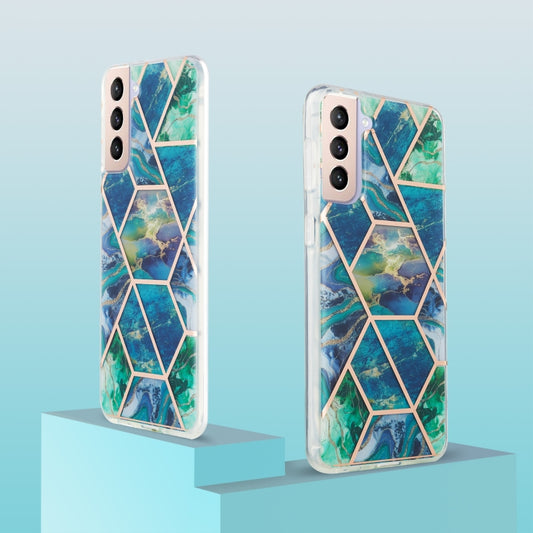 For Samsung Galaxy S21 Plus 5G 3D Electroplating Marble Pattern TPU Protective Case(Blue Green) by buy2fix
