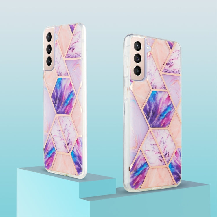 For Samsung Galaxy S21 Plus 5G 3D Electroplating Marble Pattern TPU Protective Case(Light Purple) - Galaxy S21+ 5G Cases by buy2fix | Online Shopping UK | buy2fix