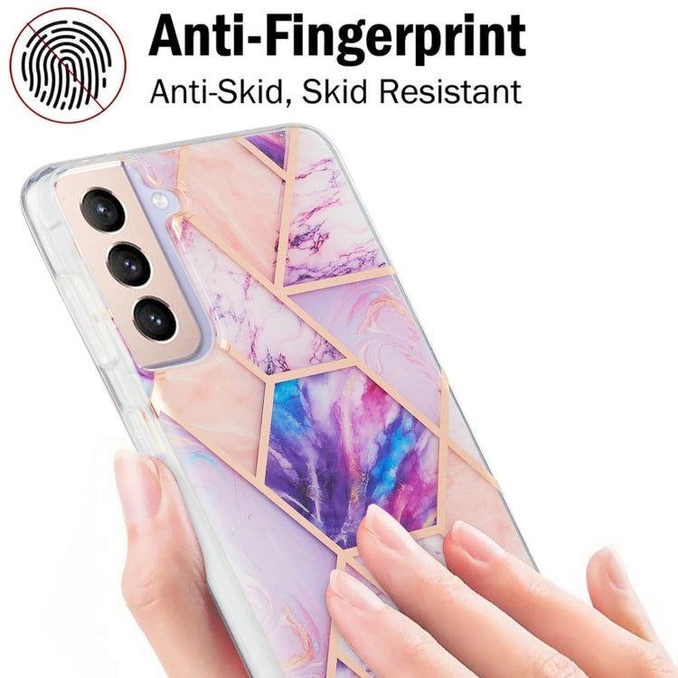 For Samsung Galaxy S21 Plus 5G 3D Electroplating Marble Pattern TPU Protective Case(Light Purple) - Galaxy S21+ 5G Cases by buy2fix | Online Shopping UK | buy2fix