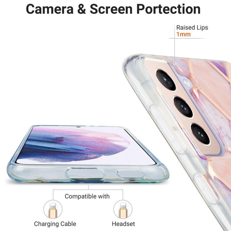 For Samsung Galaxy S21 Plus 5G 3D Electroplating Marble Pattern TPU Protective Case(Light Purple) - Galaxy S21+ 5G Cases by buy2fix | Online Shopping UK | buy2fix