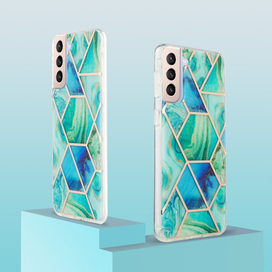 For Samsung Galaxy S21 Plus 5G 3D Electroplating Marble Pattern TPU Protective Case(Green) by buy2fix