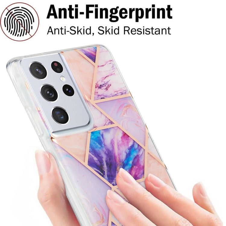 For Samsung Galaxy S21 Ultra 5G 3D Electroplating Marble Pattern TPU Protective Case(Light Purple) - Galaxy S21 Ultra 5G Cases by buy2fix | Online Shopping UK | buy2fix