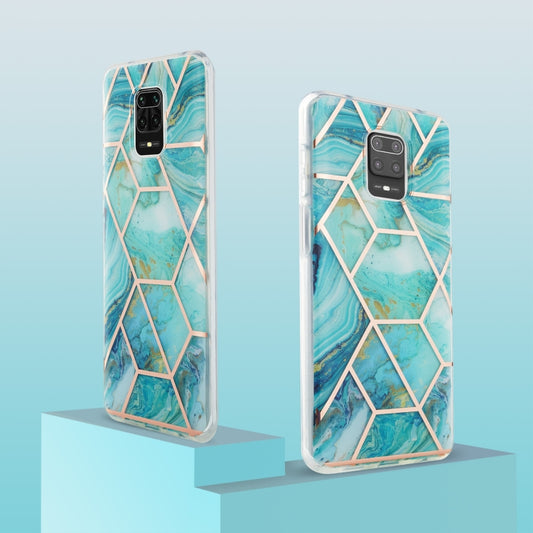 For Xiaomi Redmi Note 9S / 9 Pro / 9 Pro Max 3D Electroplating Marble Pattern TPU Protective Case(Blue) by buy2fix