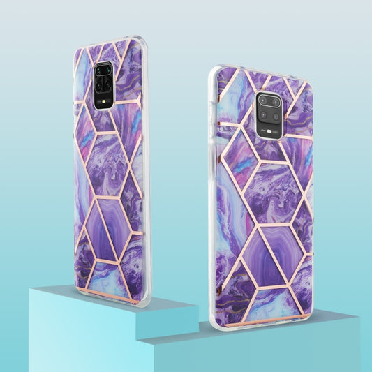 For Xiaomi Redmi Note 9S / 9 Pro / 9 Pro Max 3D Electroplating Marble Pattern TPU Protective Case(Dark Purple) by buy2fix