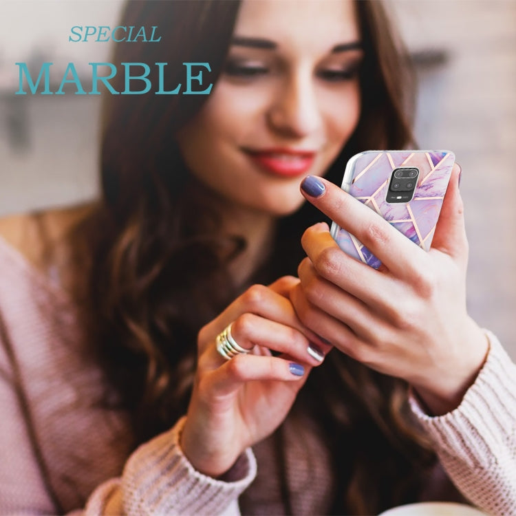 For Xiaomi Redmi Note 9S / 9 Pro / 9 Pro Max 3D Electroplating Marble Pattern TPU Protective Case(Dark Purple) by buy2fix