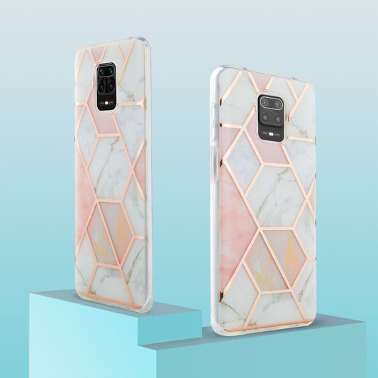 For Xiaomi Redmi Note 9S / 9 Pro / 9 Pro Max 3D Electroplating Marble Pattern TPU Protective Case(Pink White) by buy2fix