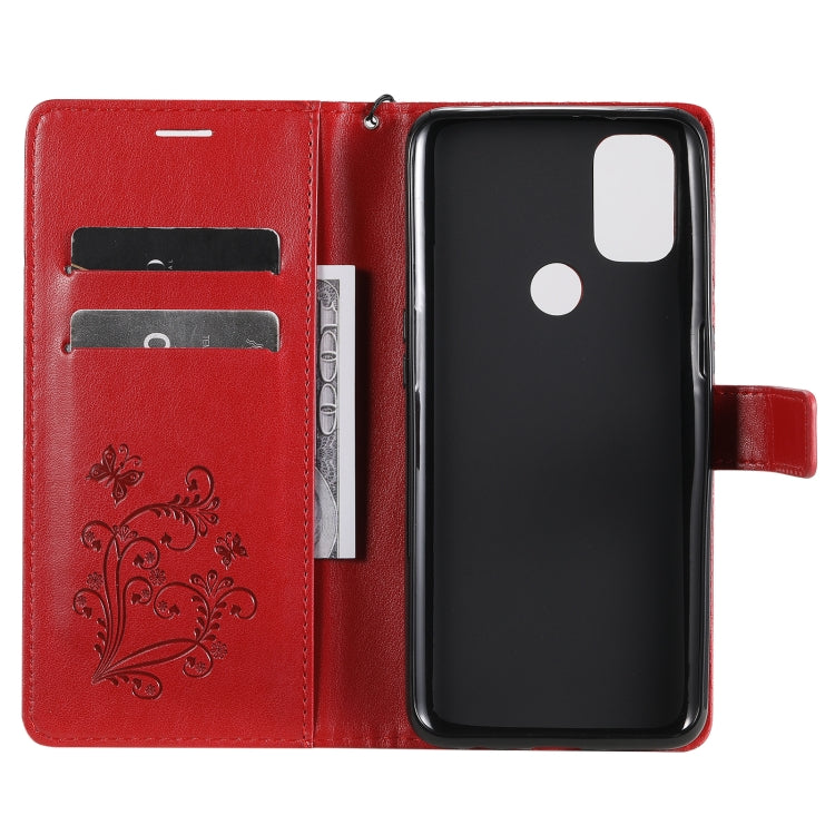 For OnePlus Nord N10 5G 3D Butterflies Embossing Pattern Horizontal Flip Leather Case with Holder & Card Slot & Wallet(Red) - OnePlus Cases by buy2fix | Online Shopping UK | buy2fix