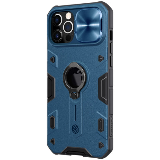 For iPhone 12 Pro Max NILLKIN Shockproof CamShield Armor Protective Case with Invisible Ring Holder(Blue) by NILLKIN