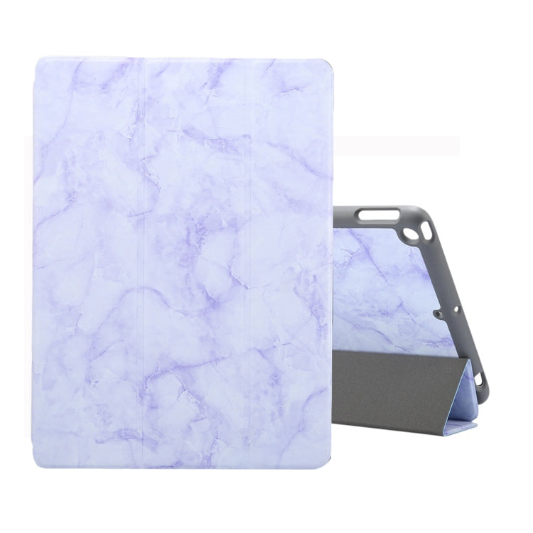 For iPad 10.2 inch Marble Texture Pattern Horizontal Flip Leather Case, with Three-folding Holder & Pen Slot & Sleep / Wake-up Function(Purple) - iPad Air (2019) Cases by buy2fix | Online Shopping UK | buy2fix