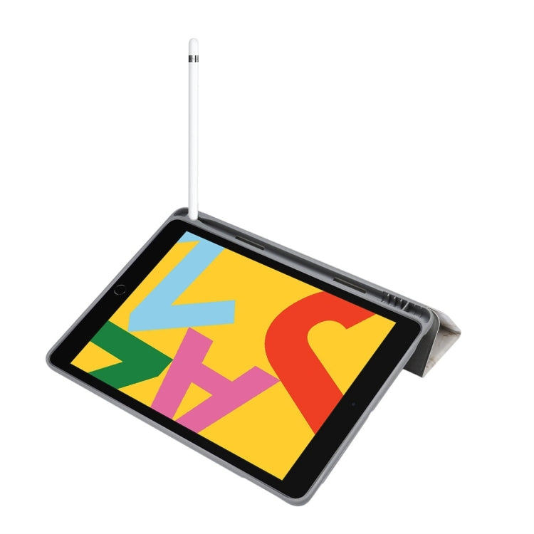 For iPad 10.2 inch Marble Texture Pattern Horizontal Flip Leather Case, with Three-folding Holder & Pen Slot & Sleep / Wake-up Function(Grey) - iPad Air (2019) Cases by buy2fix | Online Shopping UK | buy2fix
