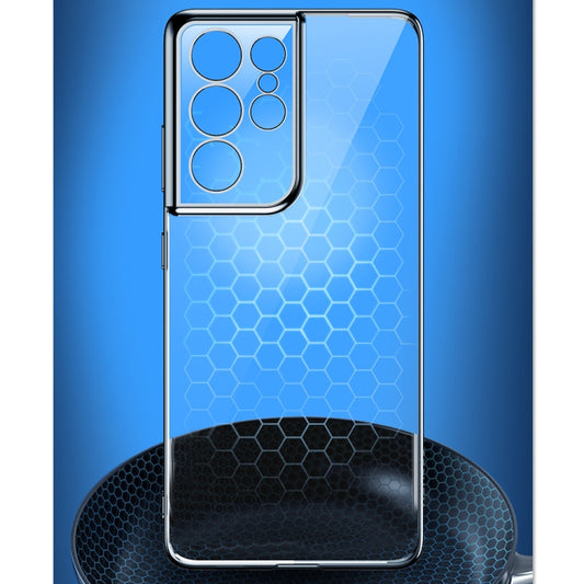 For Samsung Galaxy S21 Ultra 5G SULADA Shockproof Plating Silicone Transparent Protective Case(Black) by SULADA
