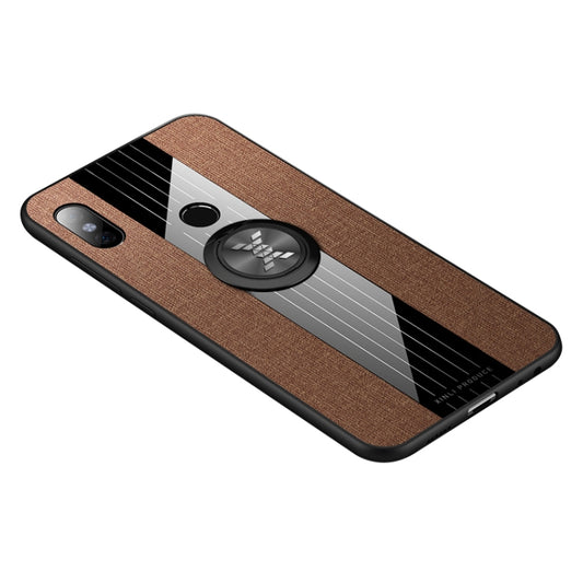 For Xiaomi Redmi Note 5 XINLI Stitching Cloth Texture Shockproof TPU Protective Case with Ring Holder(Brown) by XINLI