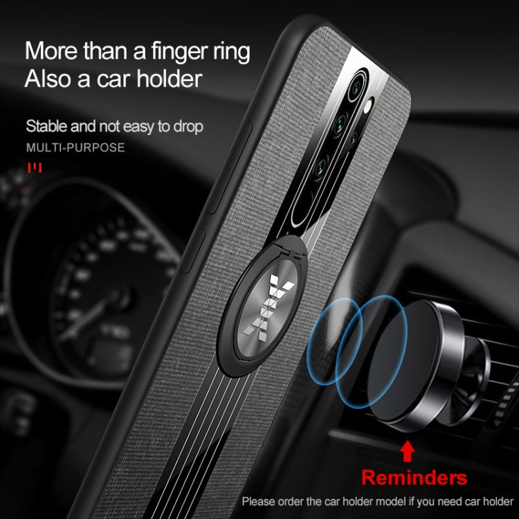 For Xiaomi Redmi Note 8 XINLI Stitching Cloth Texture Shockproof TPU Protective Case with Ring Holder(Black) by XINLI