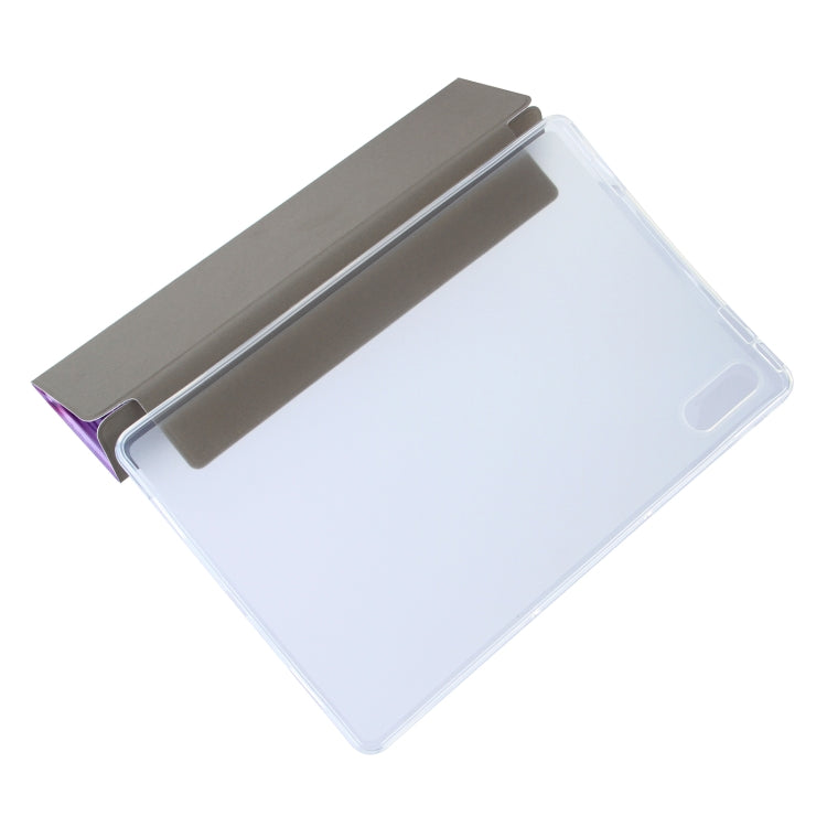 For Lenovo Tab P11 Pro (TB-XJ706F) Coloured Drawing Pattern Horizontal Flip Leather Case with Three-folding Holder(Purple Butterflies) by buy2fix