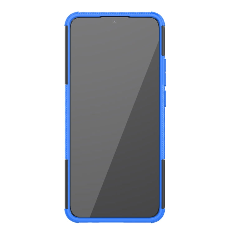 For OPPO A15 Tire Texture Shockproof TPU+PC Protective Case with Holder(Blue) - OPPO Cases by buy2fix | Online Shopping UK | buy2fix
