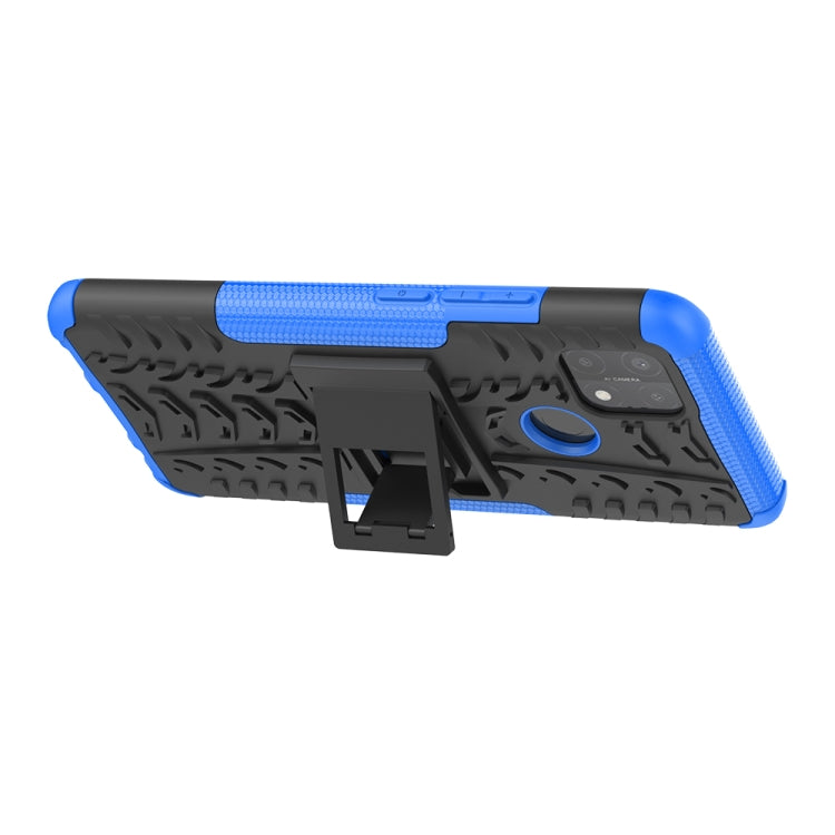 For OPPO A15 Tire Texture Shockproof TPU+PC Protective Case with Holder(Blue) - OPPO Cases by buy2fix | Online Shopping UK | buy2fix
