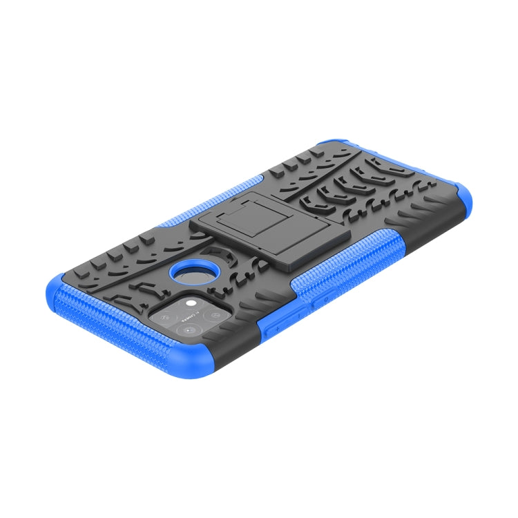 For OPPO A15 Tire Texture Shockproof TPU+PC Protective Case with Holder(Blue) - OPPO Cases by buy2fix | Online Shopping UK | buy2fix