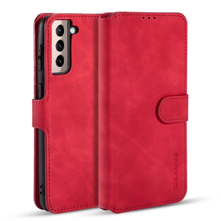 For Samsung Galaxy S21+ 5G DG.MING Retro Oil Side Horizontal Flip Case with Holder & Card Slots & Wallet(Red) - Galaxy S21+ 5G Cases by DG.MING | Online Shopping UK | buy2fix