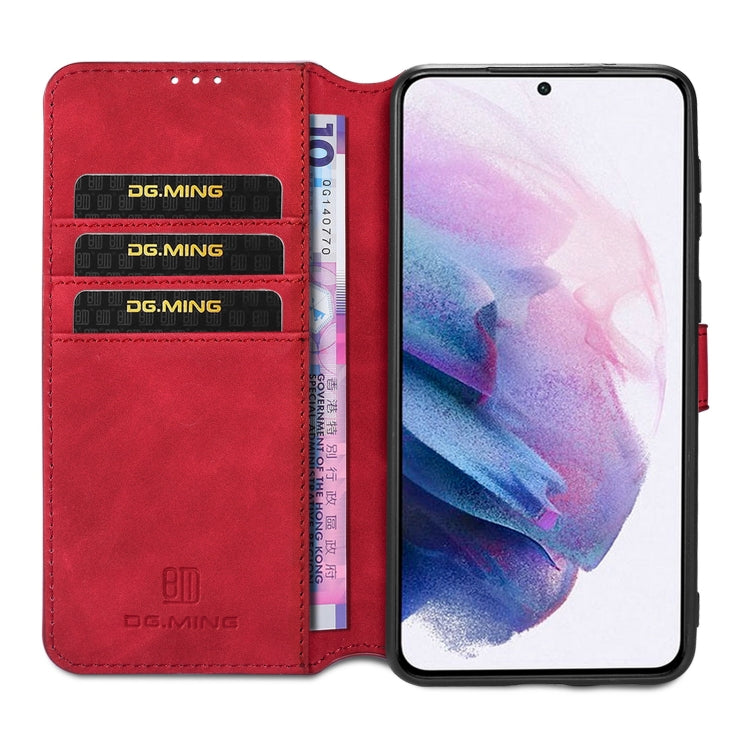 For Samsung Galaxy S21+ 5G DG.MING Retro Oil Side Horizontal Flip Case with Holder & Card Slots & Wallet(Red) - Galaxy S21+ 5G Cases by DG.MING | Online Shopping UK | buy2fix