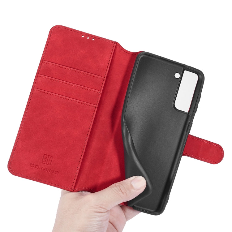 For Samsung Galaxy S21+ 5G DG.MING Retro Oil Side Horizontal Flip Case with Holder & Card Slots & Wallet(Red) - Galaxy S21+ 5G Cases by DG.MING | Online Shopping UK | buy2fix