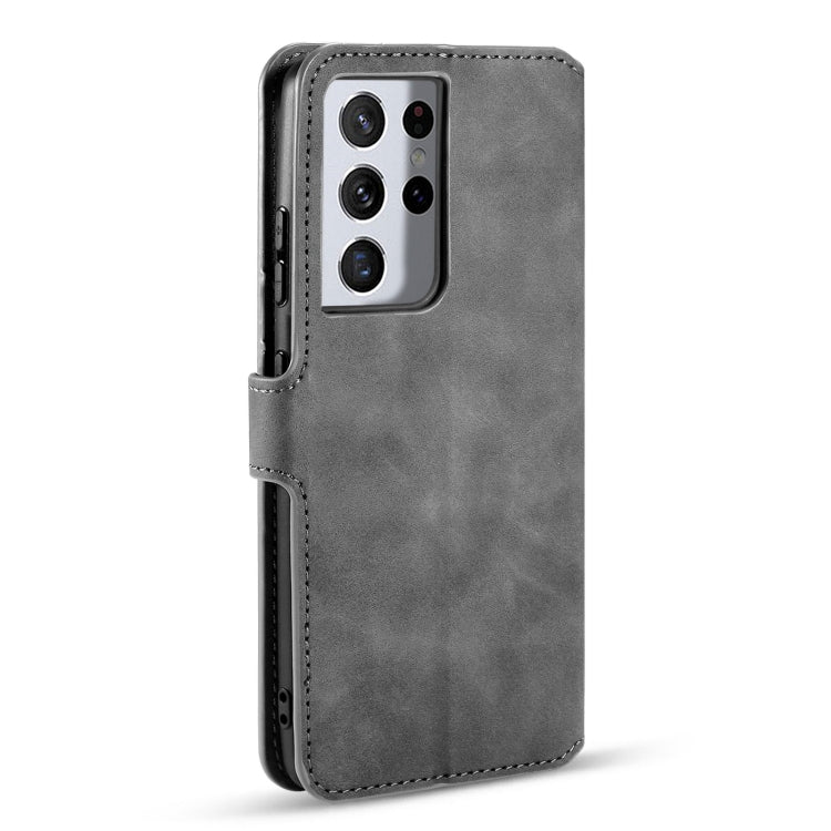For Samsung Galaxy S21 Ultra 5G DG.MING Retro Oil Side Horizontal Flip Case with Holder & Card Slots & Wallet(Grey) - Galaxy S21 5G Cases by DG.MING | Online Shopping UK | buy2fix