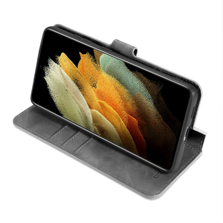 For Samsung Galaxy S21 Ultra 5G DG.MING Retro Oil Side Horizontal Flip Case with Holder & Card Slots & Wallet(Grey) - Galaxy S21 5G Cases by DG.MING | Online Shopping UK | buy2fix
