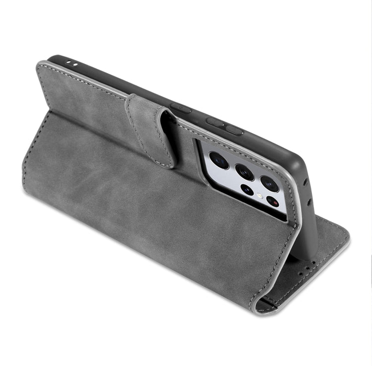 For Samsung Galaxy S21 Ultra 5G DG.MING Retro Oil Side Horizontal Flip Case with Holder & Card Slots & Wallet(Grey) - Galaxy S21 5G Cases by DG.MING | Online Shopping UK | buy2fix