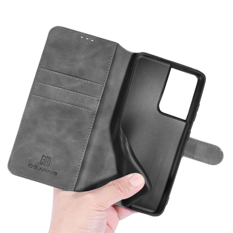 For Samsung Galaxy S21 Ultra 5G DG.MING Retro Oil Side Horizontal Flip Case with Holder & Card Slots & Wallet(Grey) - Galaxy S21 5G Cases by DG.MING | Online Shopping UK | buy2fix