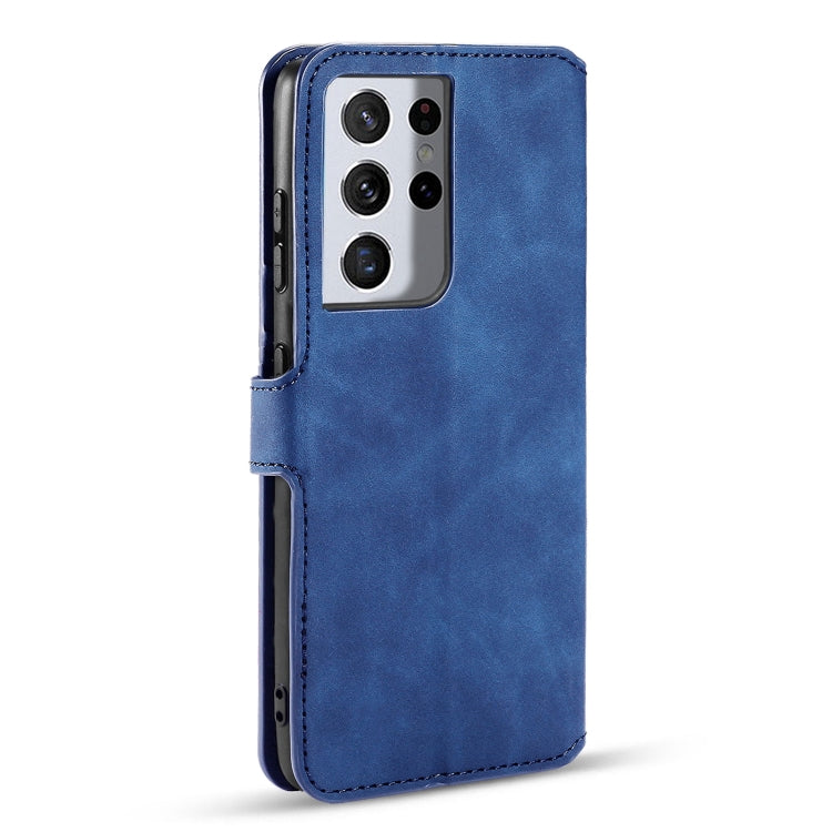 For Samsung Galaxy S21 Ultra 5G DG.MING Retro Oil Side Horizontal Flip Case with Holder & Card Slots & Wallet(Blue) - Galaxy S21 5G Cases by DG.MING | Online Shopping UK | buy2fix