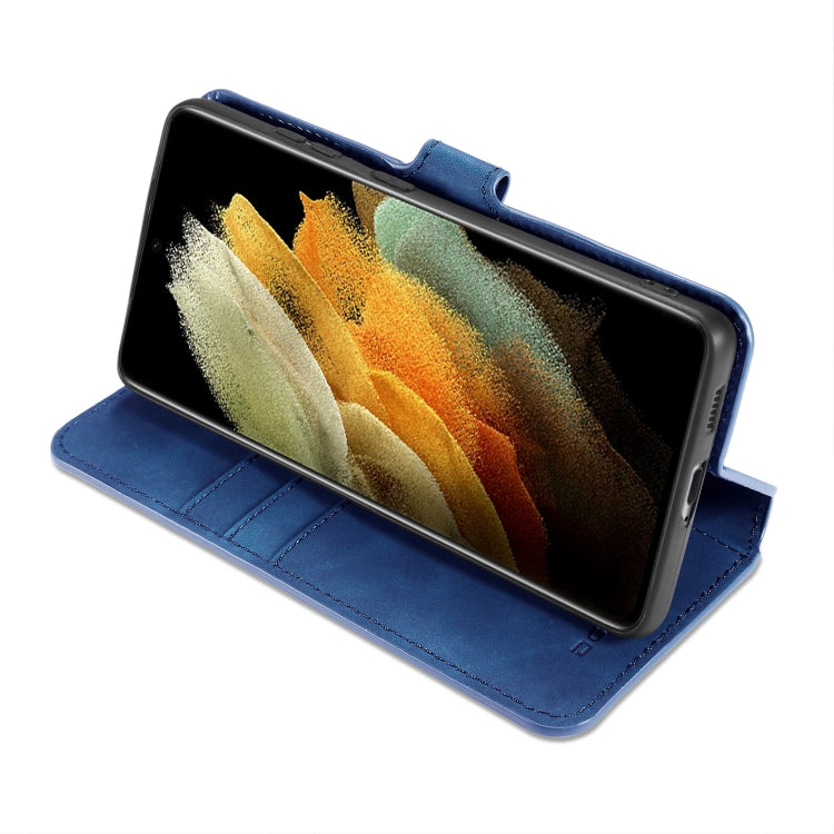 For Samsung Galaxy S21 Ultra 5G DG.MING Retro Oil Side Horizontal Flip Case with Holder & Card Slots & Wallet(Blue) - Galaxy S21 5G Cases by DG.MING | Online Shopping UK | buy2fix