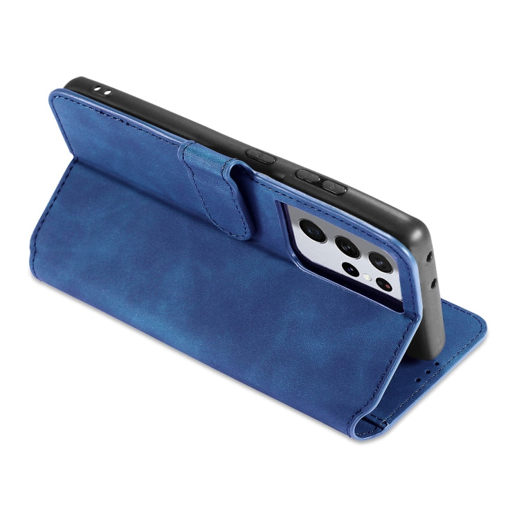 For Samsung Galaxy S21 Ultra 5G DG.MING Retro Oil Side Horizontal Flip Case with Holder & Card Slots & Wallet(Blue) - Galaxy S21 5G Cases by DG.MING | Online Shopping UK | buy2fix